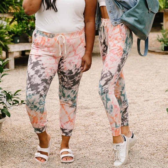 Coral Tie Dye Joggers - Picture 4 of 10